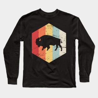 Retro Vintage Bison Buffalo Icon Long Sleeve T-Shirt